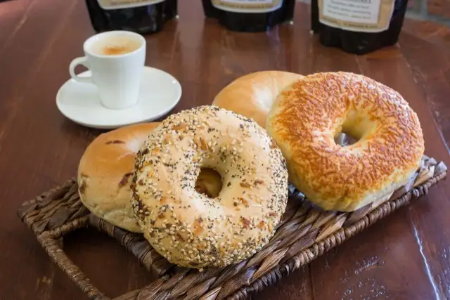 Bagels with an espresso