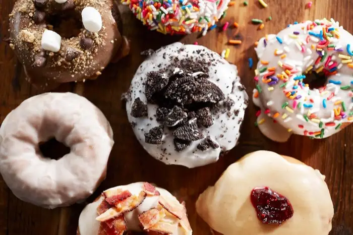 A variety of fresh doughnuts