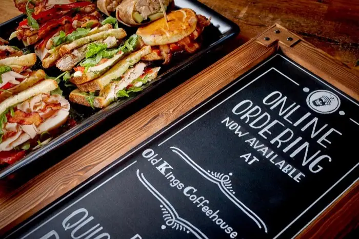 Tray of assorted sandwiches and wraps for catering